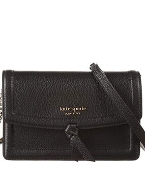 kate spade Black Pebbled Leather Crossbody with Knot Detail